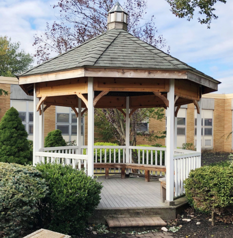 The gazebo is a restful place during a busy day.