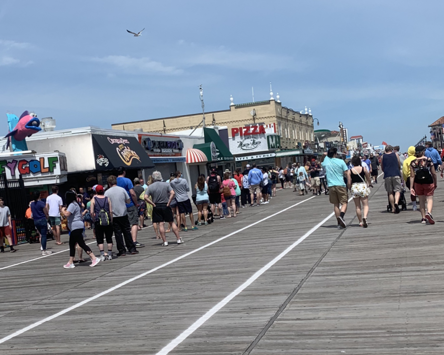 It is Saturday, and Ocean City is packed. It is nice out today, so it is no surprise that people rushed here to escape the confinement of their homes and to pick up some color before summer. 