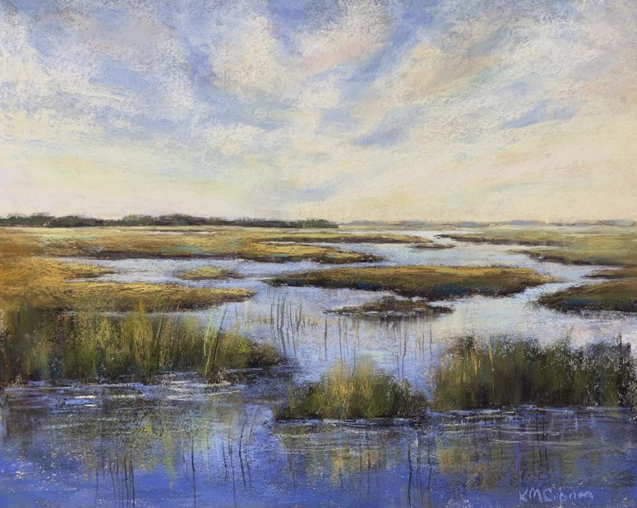 16x20+soft+pastel+painting+of+a+Stone+Harbor+marsh+