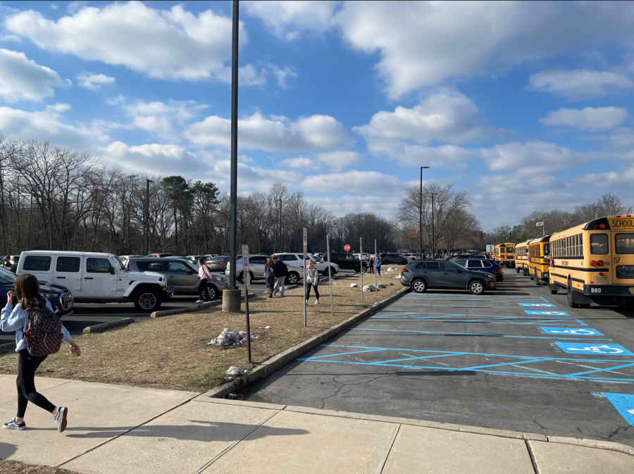 The parking lot quickly becomes backed up in the minutes after school lets out, and its often a chaotic scene.