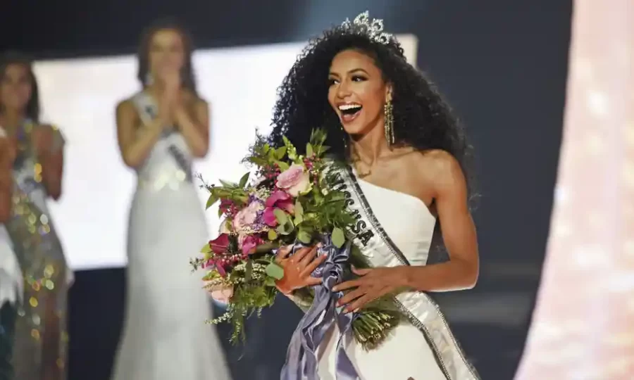 Cheslie Kryst winning the 2019 Miss USA competition in Reno, Nevada. Photograph: Jason Bean / The Guardian