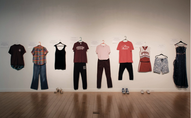 This is an exhibit of sexual assault victims presented by What Were You Wearing Art Installation.