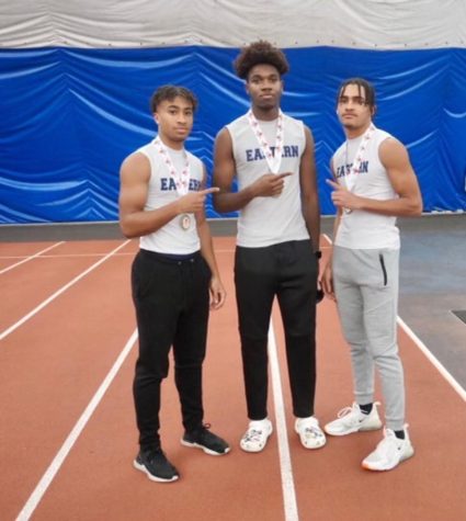 Julian Jamison, AJ Brooks, and Jashad Kersey (From Left to Right)
 pose for a picture after their 1st place race