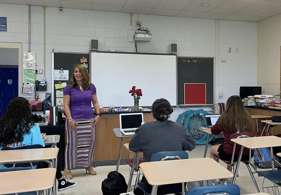 Profesora Reina teaches her AP Spanish students important lessons about the language and culture.