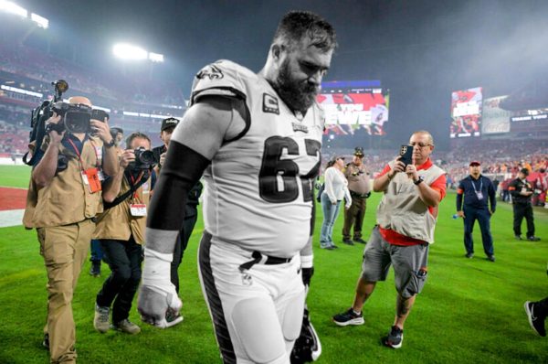 Jason Kelce walking off the field after the Eagles vs. Bucs game on Monday, January 15th